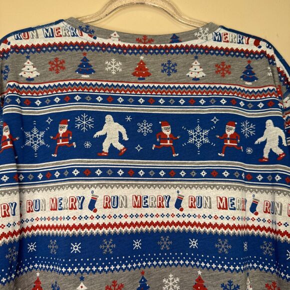 NEW Brooks men's sz large L Distance Graphic Long Sleeve Run Jolly Christmas top - Picture 3 of 9